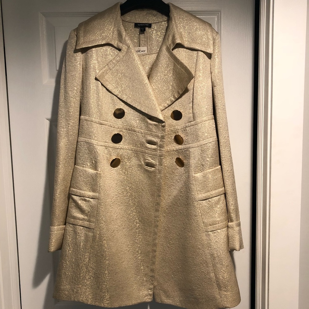 Retro 2010 BEBE Double Breasted Gold OverCoat